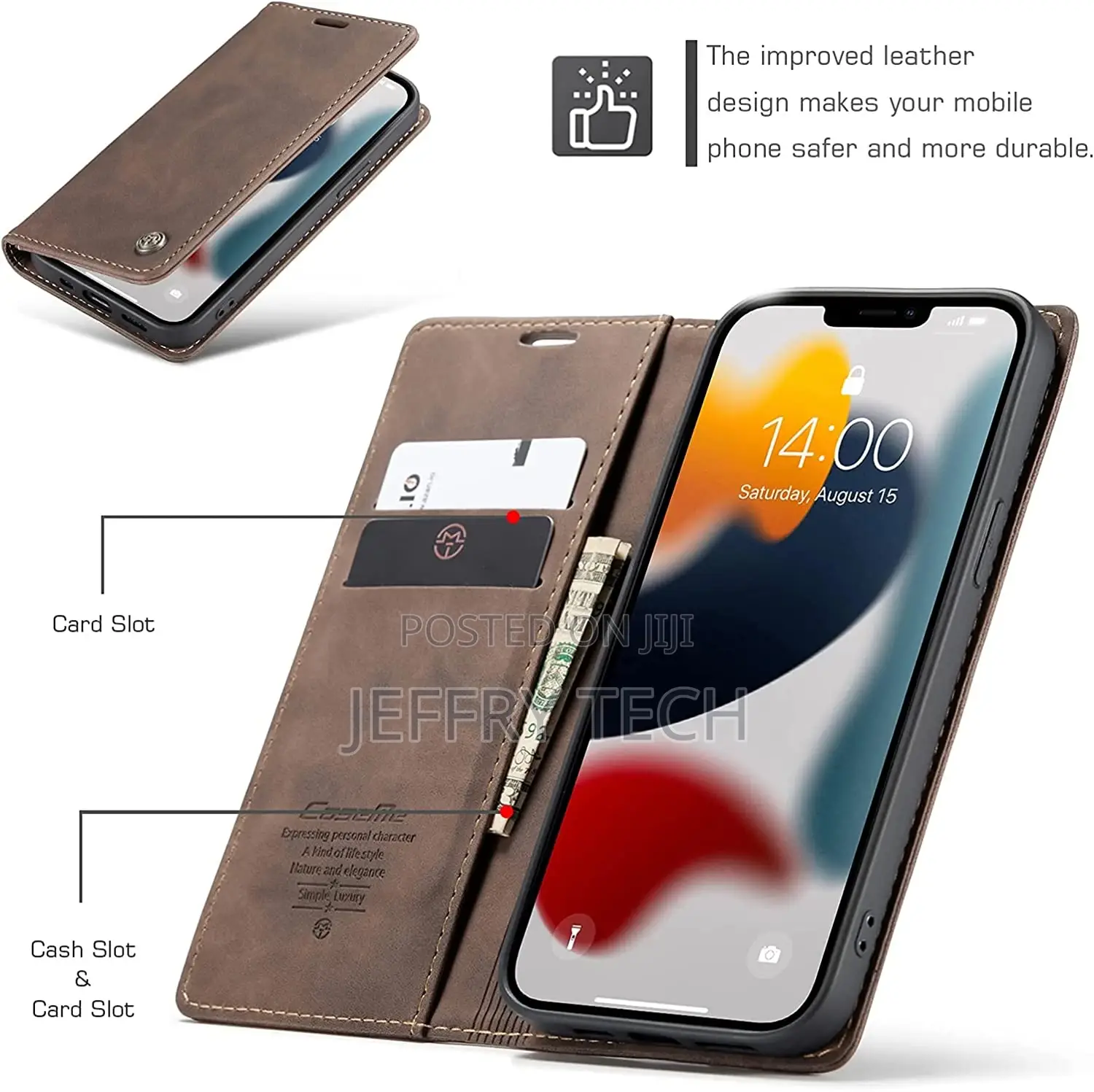 Caseme for iPhone 13 Wallet Case, Luxury Magnetic Stand, Car