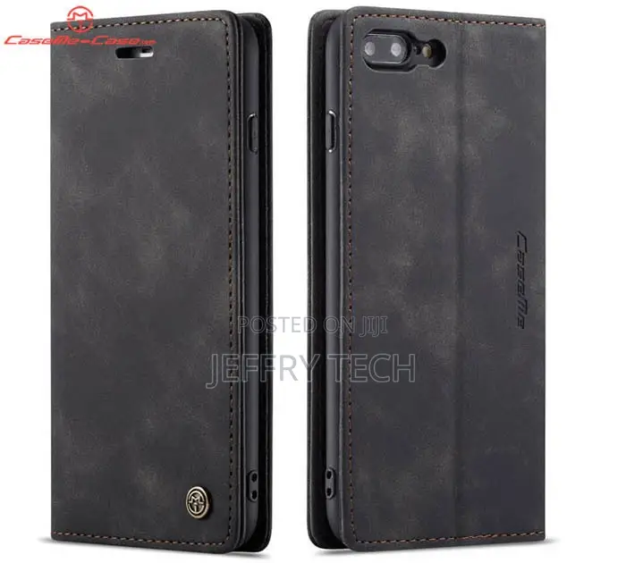 Caseme iPhone 7 Plus Wallet Kickstand Magnetic Flip Case Bla