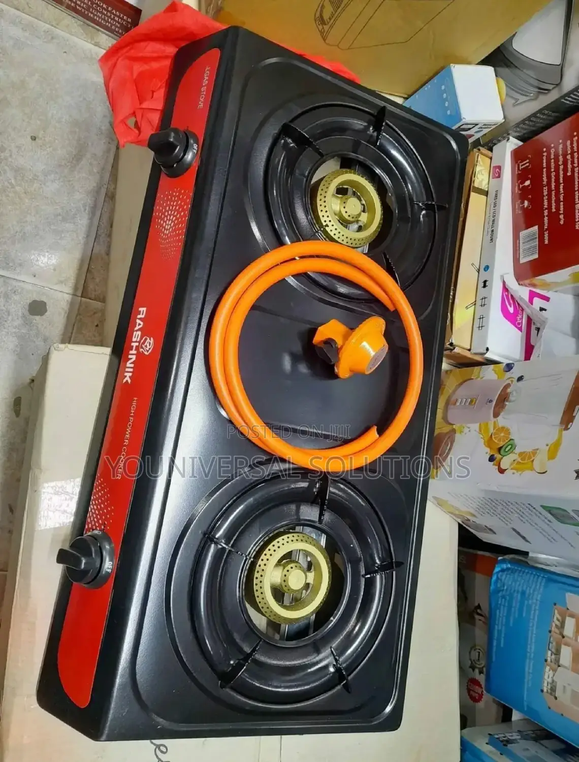 Complete 2 Burner Gas Stove Burner With Pipe+Regulator.