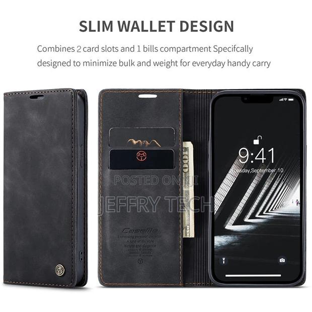 Caseme iPhone 14 Wallet Kickstand Magnetic Case Black - thumbnail 4