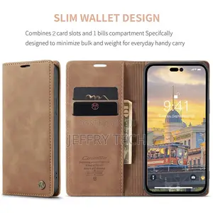 Caseme iPhone 14 Pro Wallet Kickstand Magnetic Case Brown