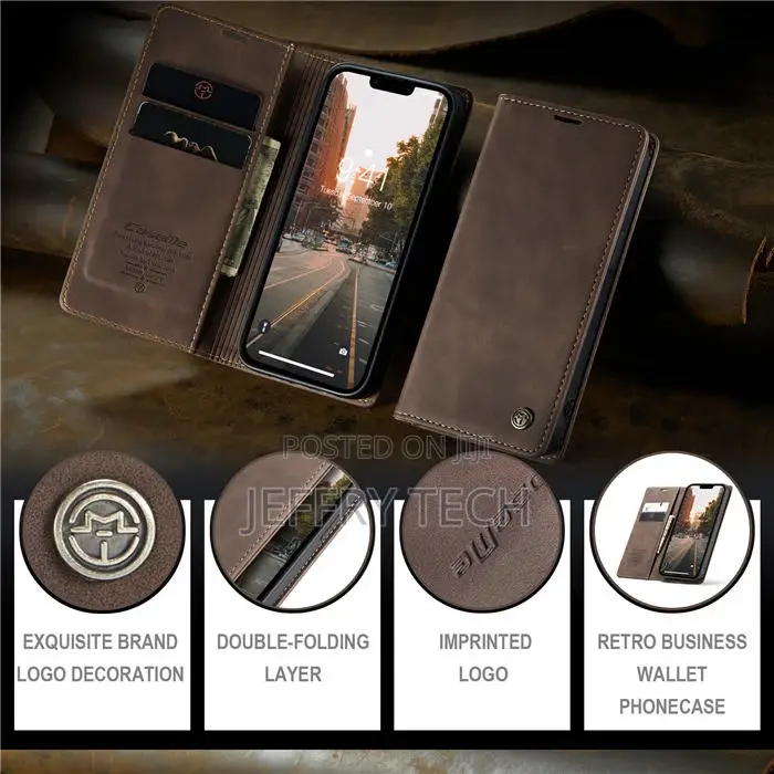 Caseme iPhone 14 Plus Wallet Kickstand Magnetic Case Coffee