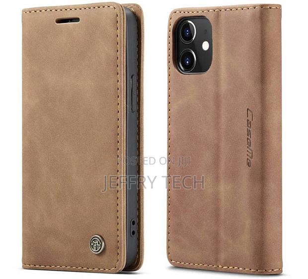 Caseme iPhone 12 Wallet Kickstand Magnetic Flip Case Brown