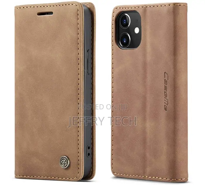 Caseme iPhone 12 Wallet Kickstand Magnetic Flip Case Brown