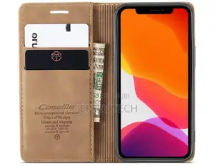 Caseme iPhone 12 Wallet Kickstand Magnetic Flip Case Brown