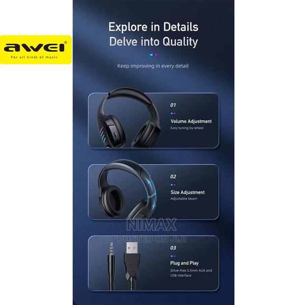 Awei GM-5 Headphones E-Sport Wired - thumbnail 4