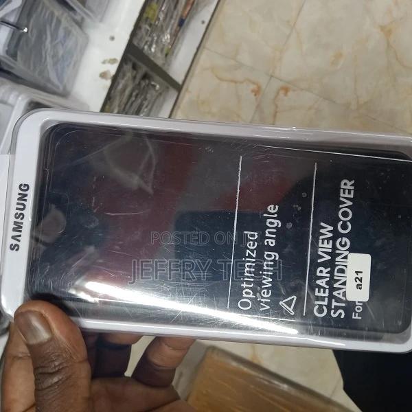 Flip Cover for Samsung A21,Mirror Flip Cover Semi Clear Vie
