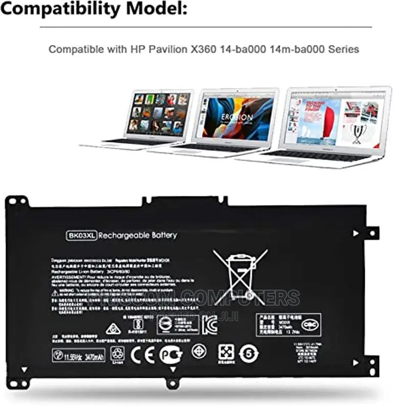 Hp Bk03xl Battery Pavilion X360 14-Ba000 14m-Ba000