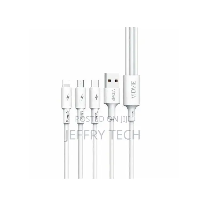 Vidvie USB Cable 3 in 1 - Lightning + Micro + Type C - 120 C