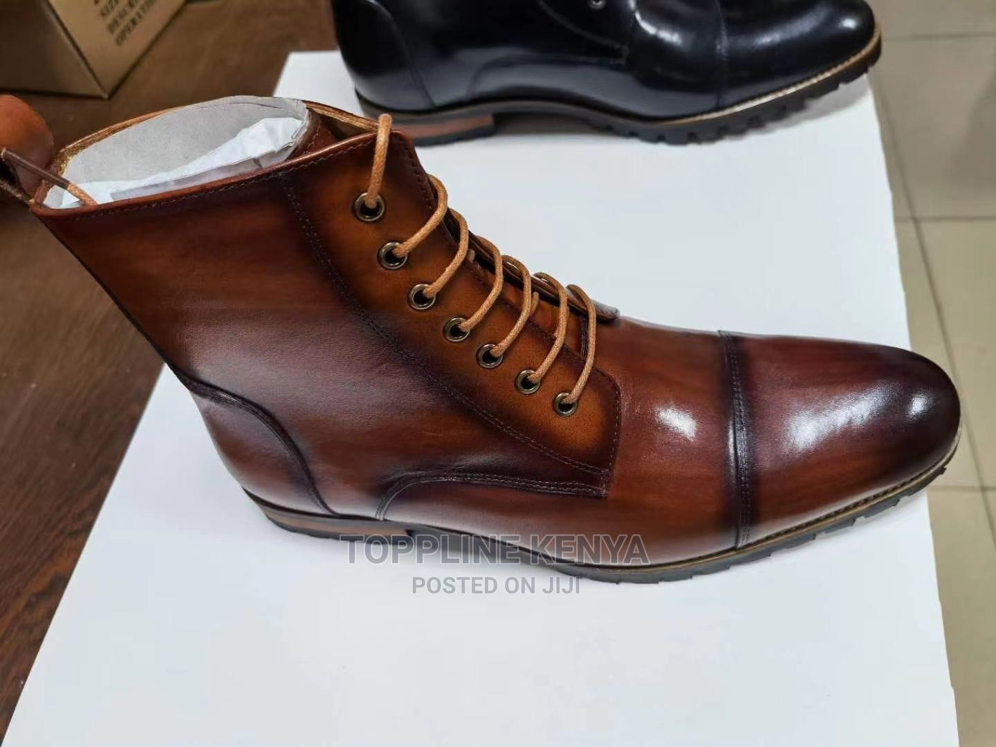 Classic Leather Boots for Mens Casual Shoes in Coffee Brown in Nairobi Central Shoes, Toppline