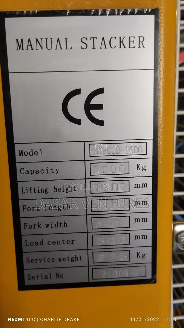 Manual Stacker (Fork Lift) 2 Ton - thumbnail 3