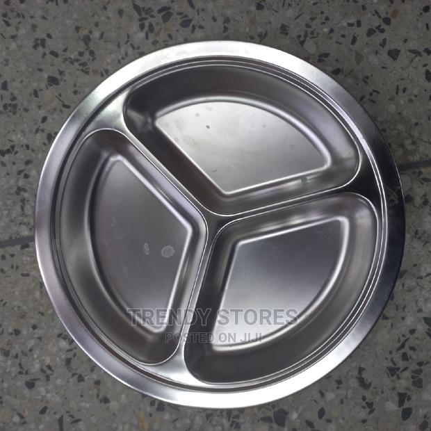 24cms Round Stainless Steel Partioned Plate - main view