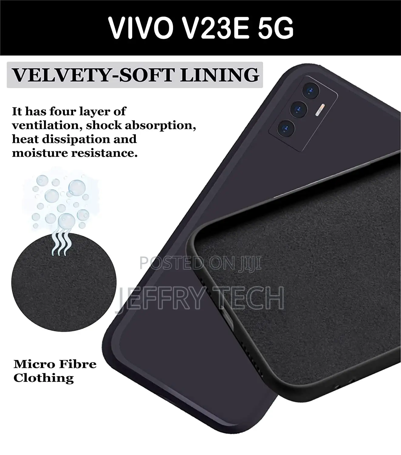 Camera Protection Soft Back Cover Case for Vivo V23e 5G - Bl