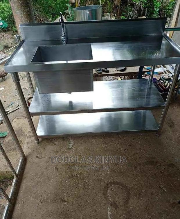 Stainless Steel Kitchen Sink With Shelve. - main view