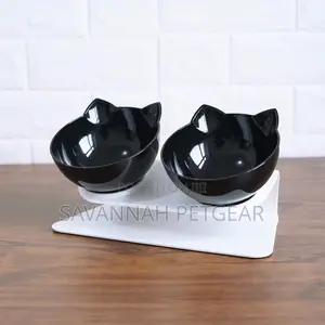 Luxury Elevated Cat Food Bowl Double Diner, Anti-Slip Bottom