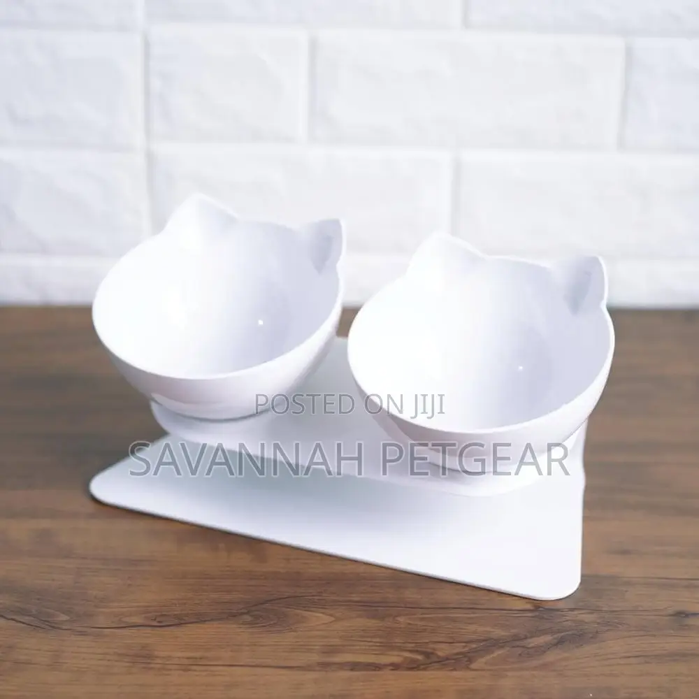 Luxury Elevated Cat Food Bowl Double Diner, Anti-Slip Bottom