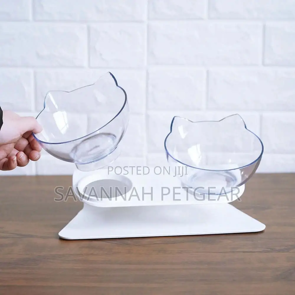 Luxury Elevated Cat Food Bowl Double Diner, Anti-Slip Bottom