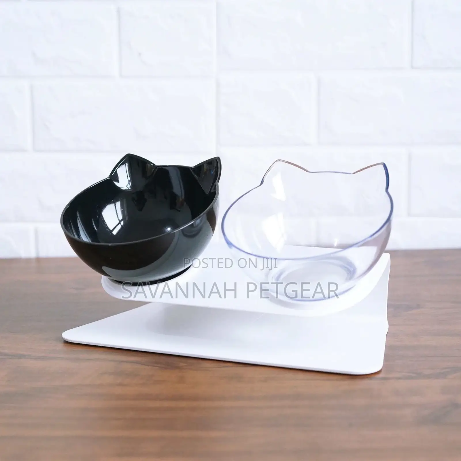 Luxury Elevated Cat Food Bowl Double Diner, Anti-Slip Bottom