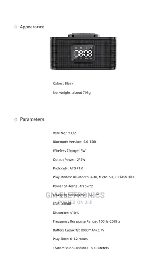AWEI Y332 Wireless Speaker With Power Bank Clock.