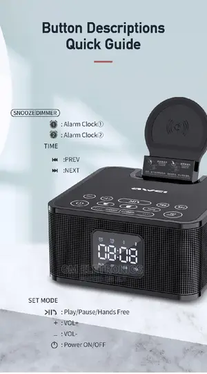 AWEI Y332 Wireless Speaker With Power Bank Clock.