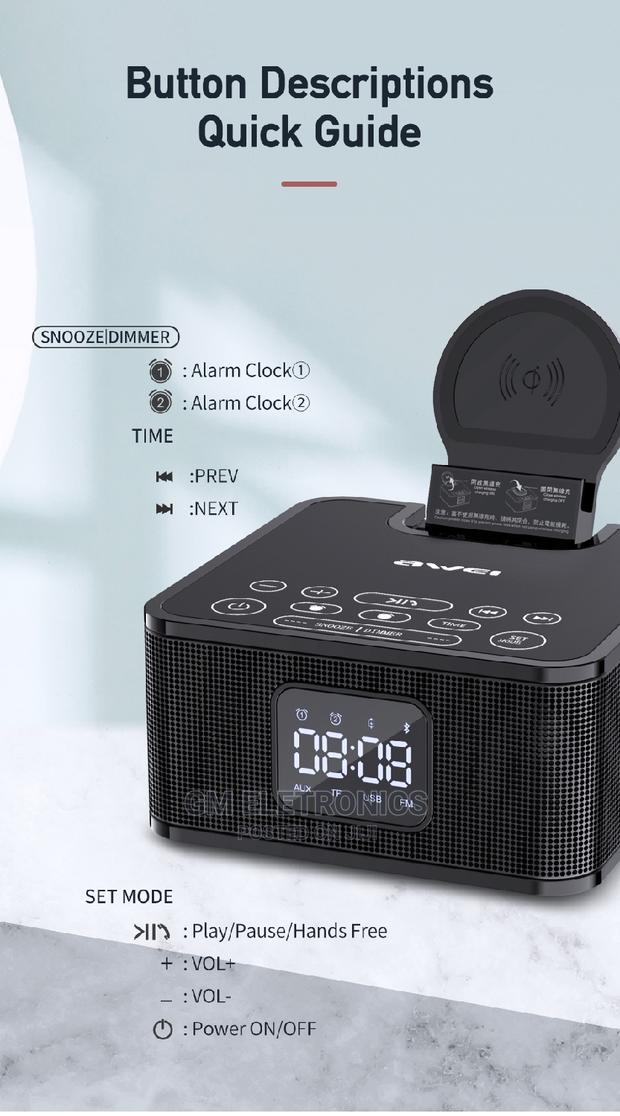 AWEI Y332 Wireless Speaker With Power Bank Clock. - thumbnail 2