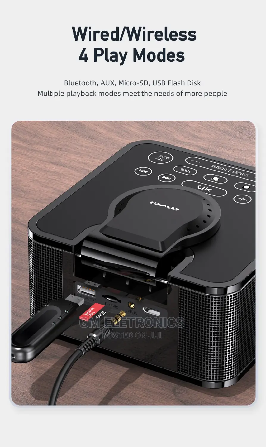 AWEI Y332 Wireless Speaker With Power Bank Clock.