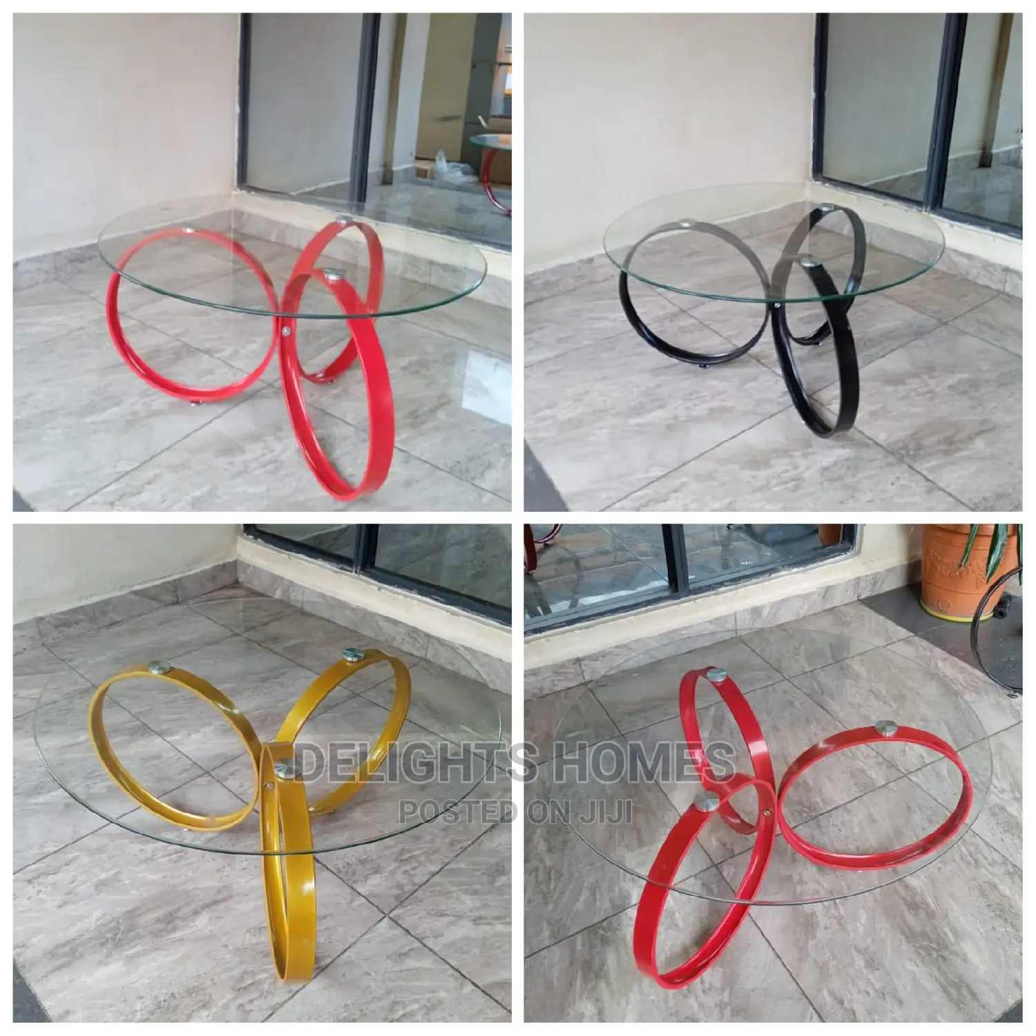 Round Glass Table With Spiral Stands