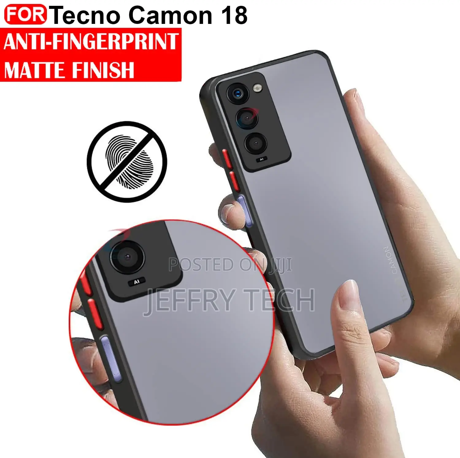 Plastic Tecno Camon 18 Back Cover Smoke Case | Camera Bump
