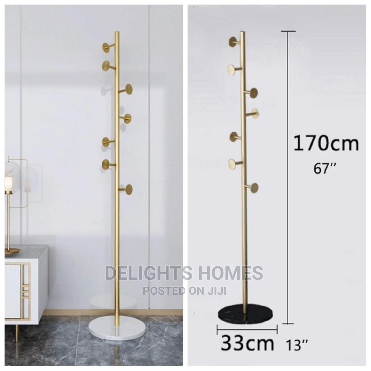 Metallic Handbag/Coat Hanger With Pure Marble Base