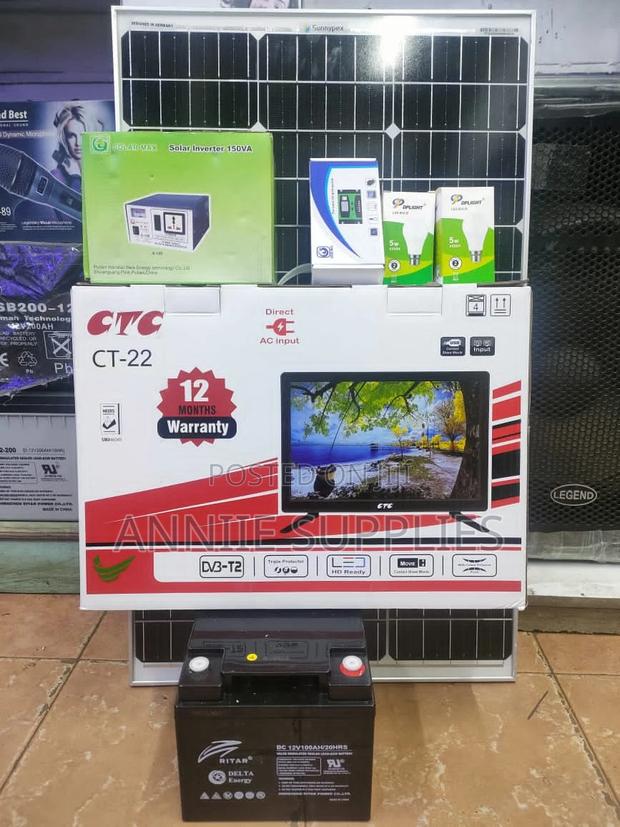 150W Solar+ TV 22'' DC KIT +100ah Battery - main view