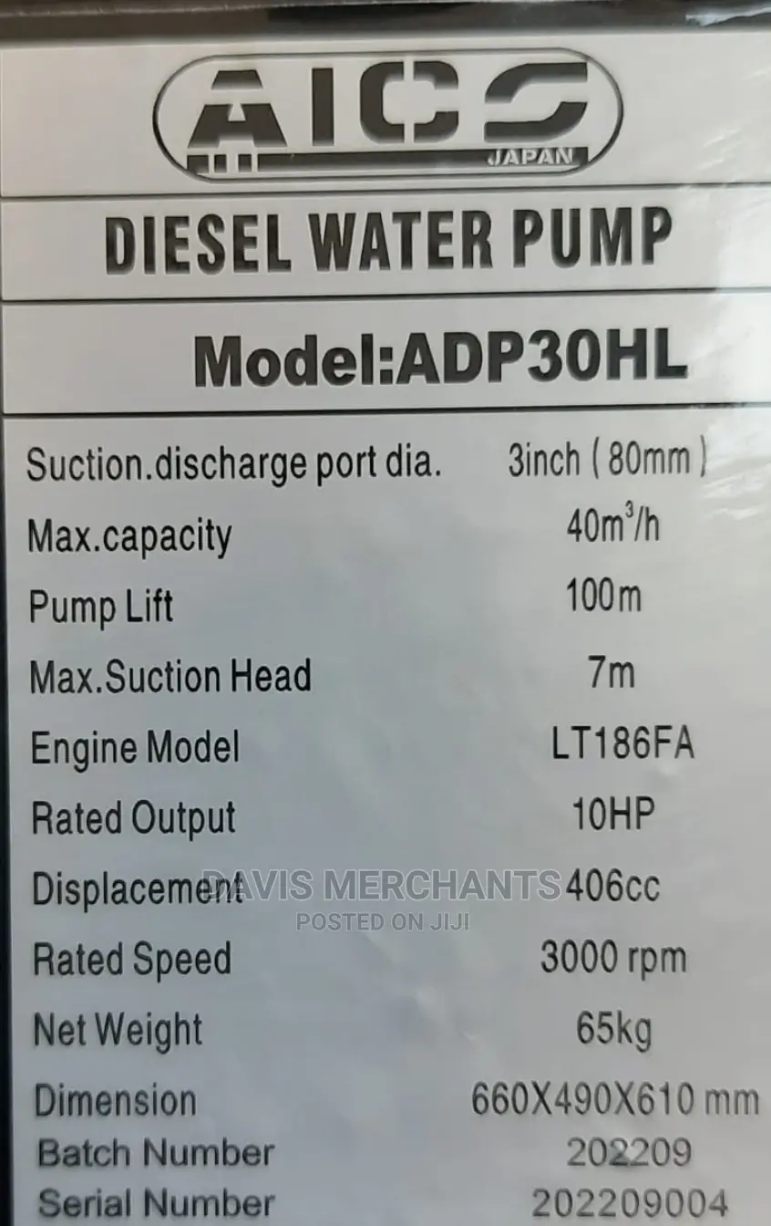 DIESEL 10 HP 3" High Pressure Water Pump