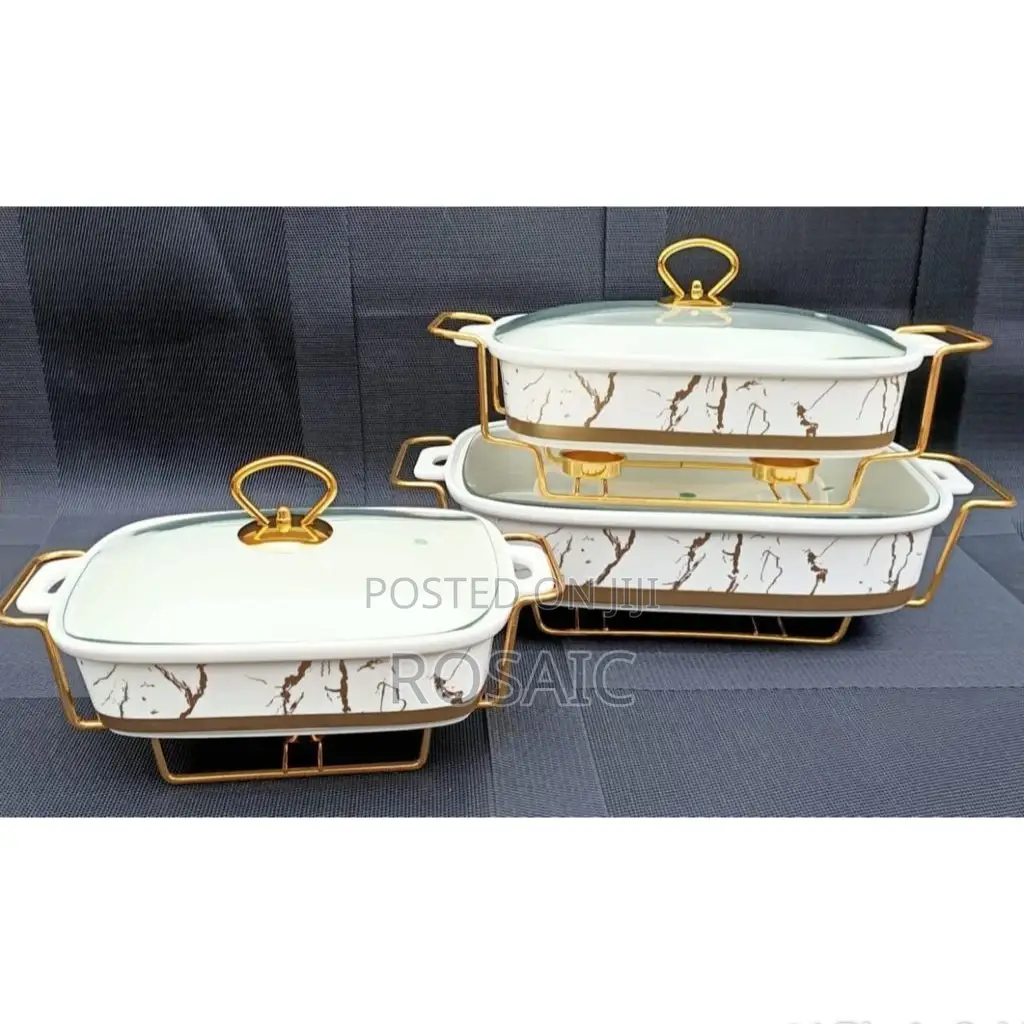 Set of 3 Ceramic Chaffing Dishes