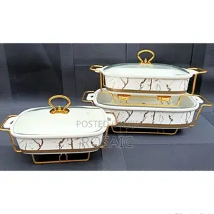Set of 3 Ceramic Chaffing Dishes