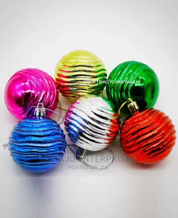 Christmas Decor Coloured Balls- 6pcs