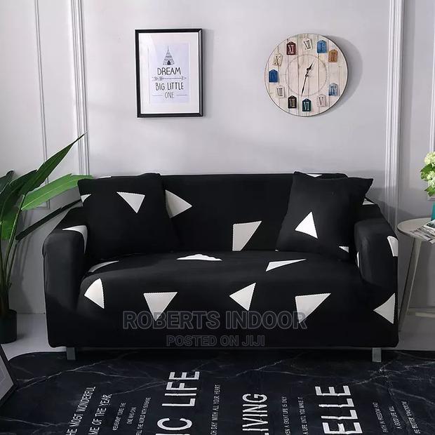 Black and White Polyester 5sitter Sofa Cover - thumbnail 2