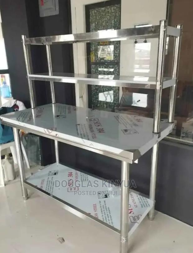 Stainless Steel Working Top Table With Over Shelve , - main view