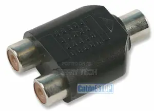 3.5mm MONO Jack Socket to 2 X Twin RCA Phono Female Socket S