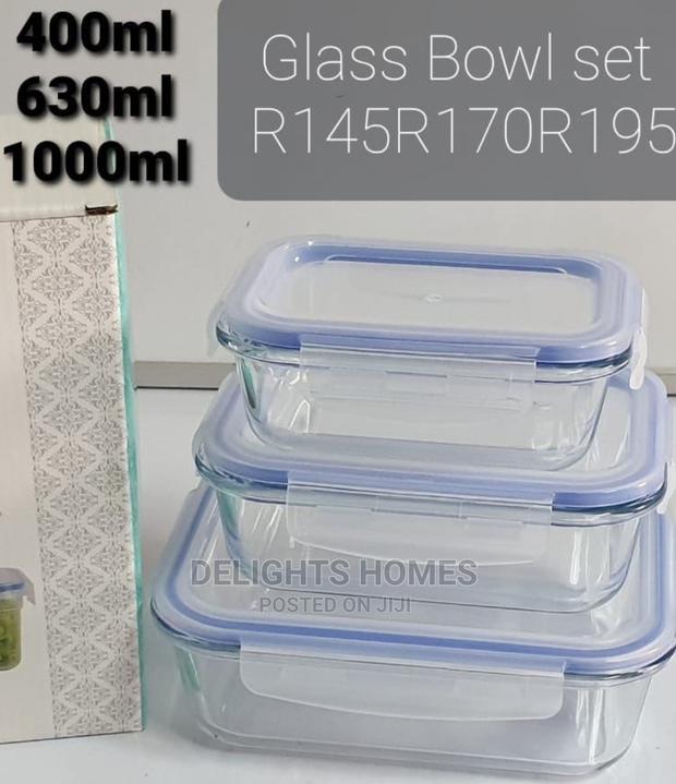 3pcs Square Glass Storage Bowl Set