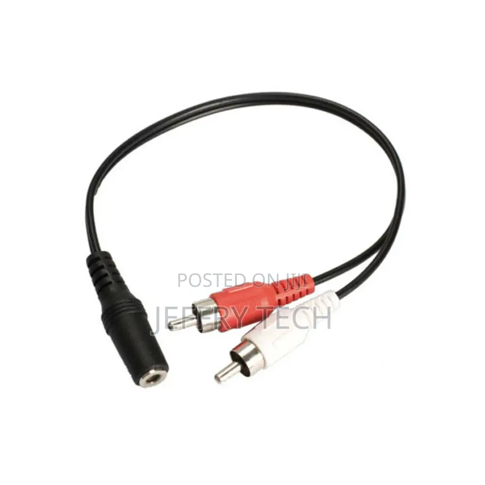 3.5mm 1/8" Stereo Female to 2 Male RCA Jack Adapter AUX Audi