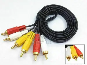 5m Long Triple Phono to 3 RCA PHONO Red White Yellow AV Audi