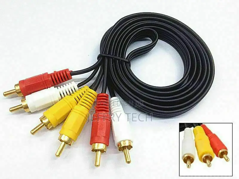 5m Long Triple Phono to 3 RCA PHONO Red White Yellow AV Audi