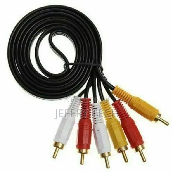 5m Long Triple Phono to 3 RCA PHONO Red White Yellow AV Audi