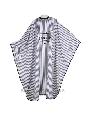 White Black Stripped Barber Gown