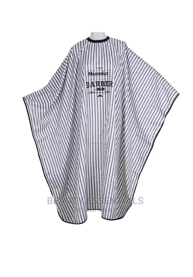 White Black Stripped Barber Gown - main view