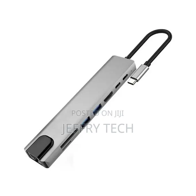 8 in 1 87W Type-C to PD+USB3.0x2+SD+TF+HDMI+RJ45+Type-c Dock