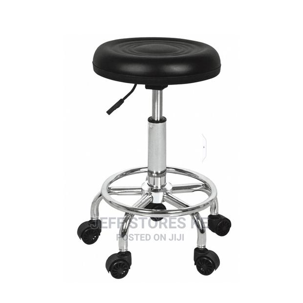 Round Black Movable Stool - main view