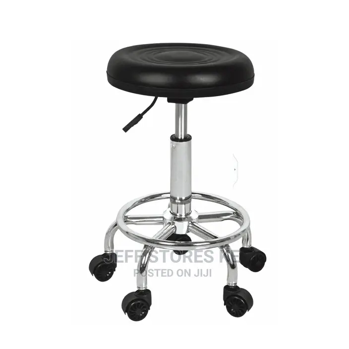 Round Black Movable Stool