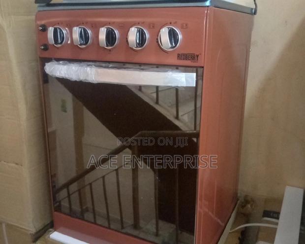 Redberry Free Standing 4 Burner Gas Oven - Maroon.