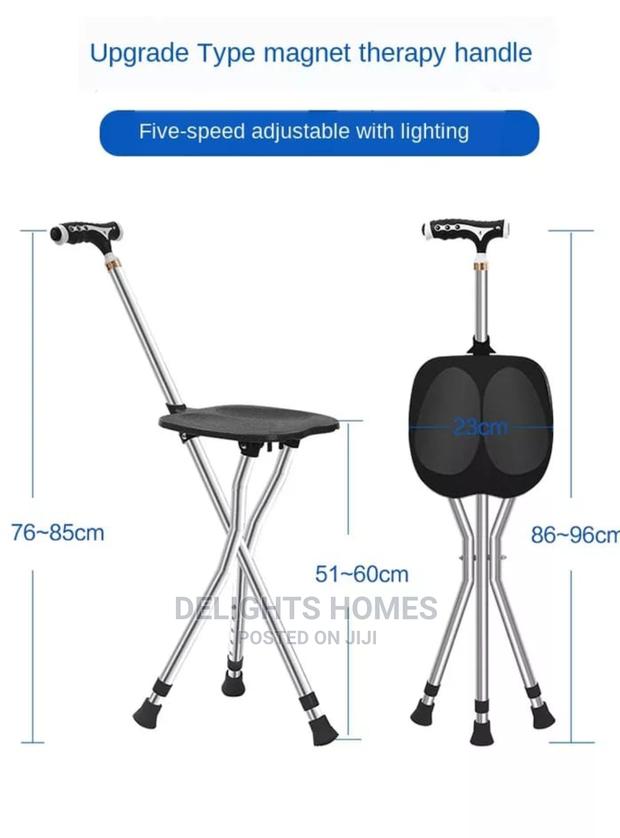 2 in 1 Elderly Walking Stick Cum Stool - main view