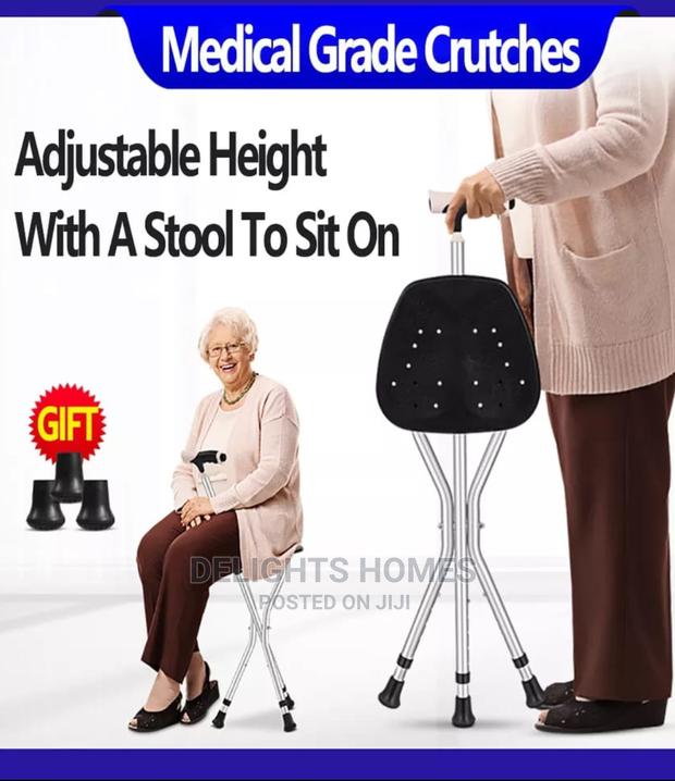 2 in 1 Elderly Walking Stick Cum Stool - thumbnail 2